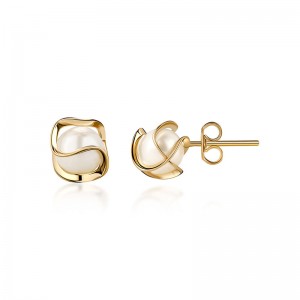 Hongde 18K guldpläterade burhängande pärlorhängen, 4MM