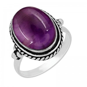 Hongde Mystic Amethyst Sterling Ring 925 Sterling Silver Pläterad Handgjorda Statement Ringar För Kvinnor Southwest Bohemian Birthstone Ring Smycken